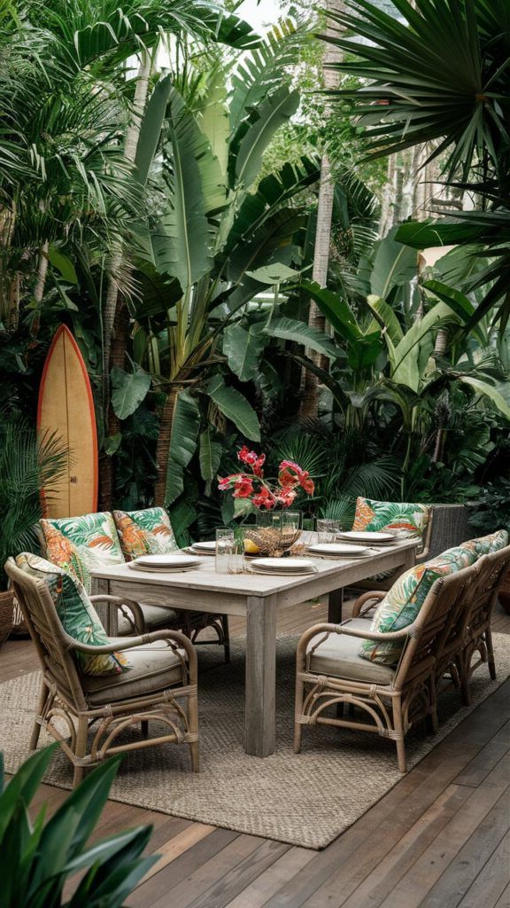 8) An Outdoor Dining Area with Tropical Style