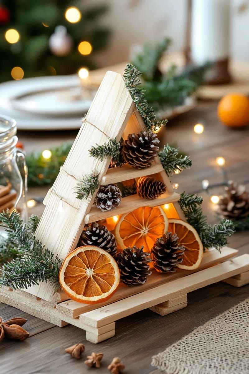 15. Rustic pallet tree with pinecones and orange slices - photo 2
