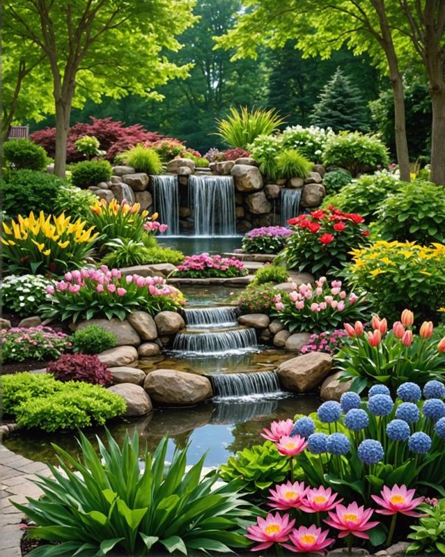 6) Water Features and Flower Blooms