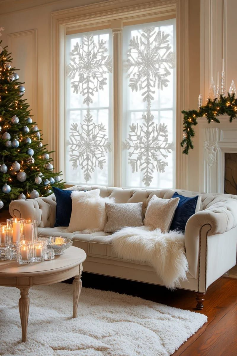 15. Vinyl snowflake window clings for a winter accent