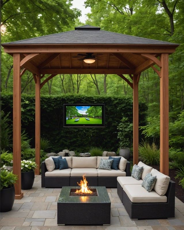 Gazebo with TV and Sound Setup