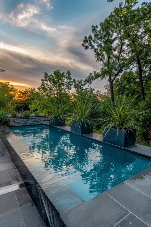 Simple Pool Landscaping with Bold Plants