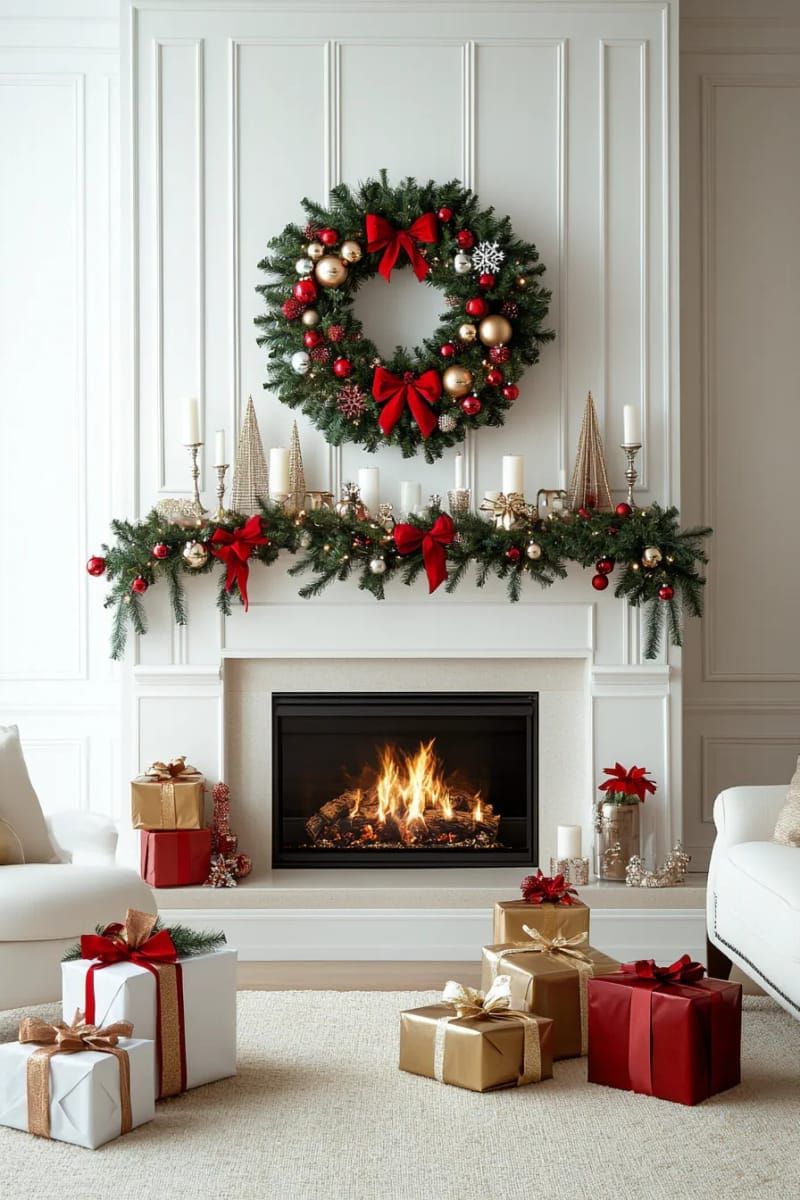 19. Oversized Wreath Hung Above the Fireplace - photo 2