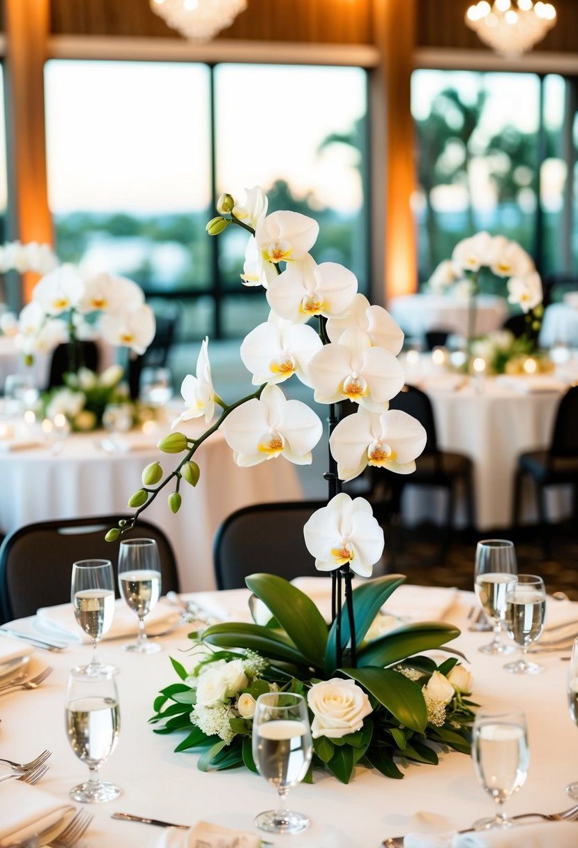 4) Elegant White Orchid Centerpieces