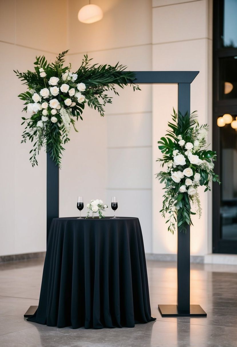 33) Asymmetrical Black Wedding Arch Designs
