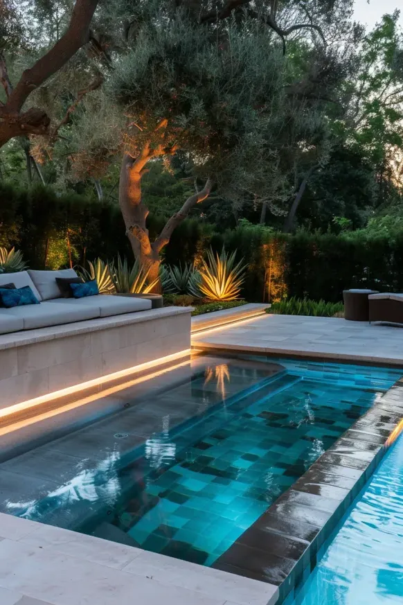 Poolside Retreat with Statement Lighting