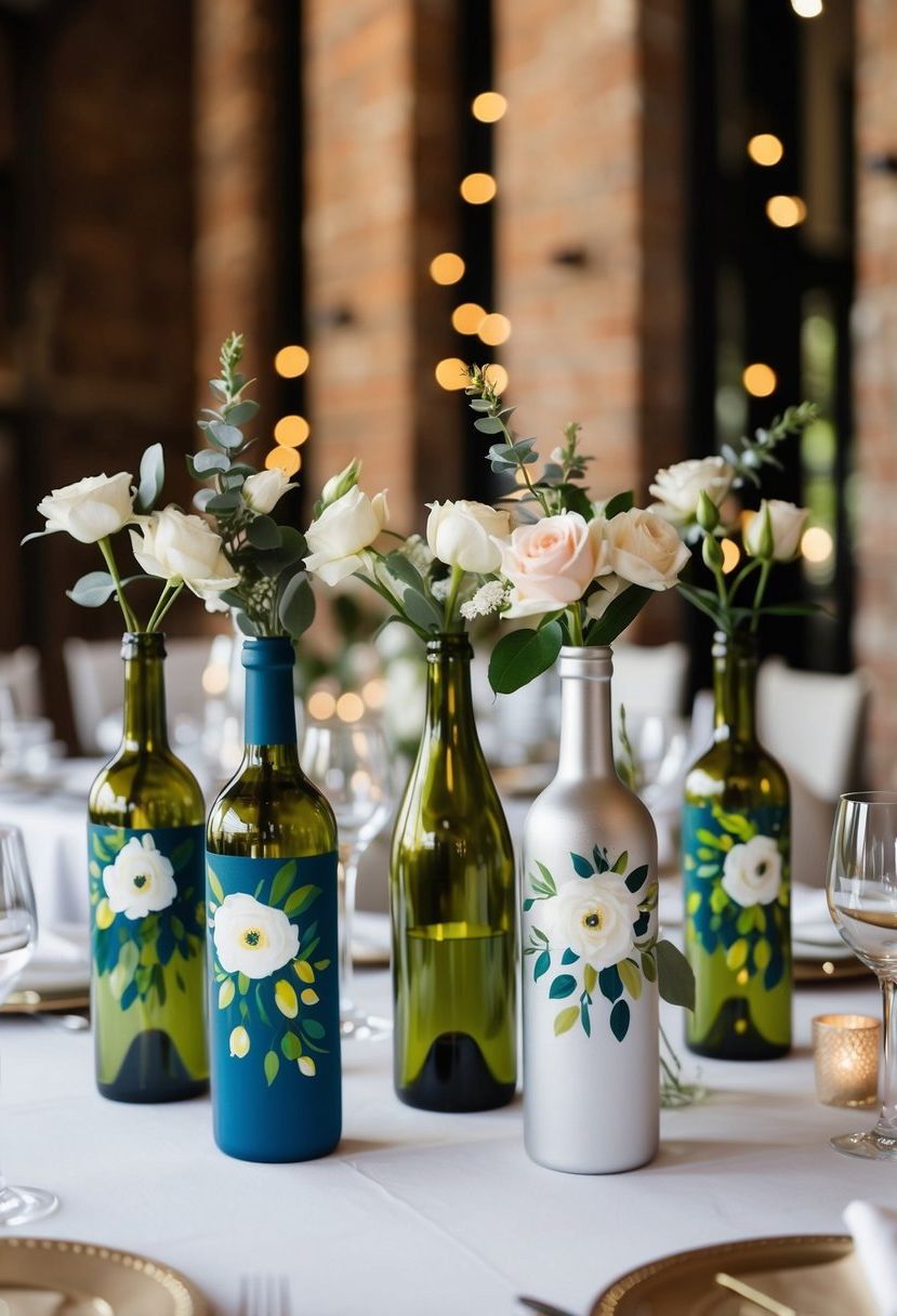 7) Hand-painted wine bottle vases