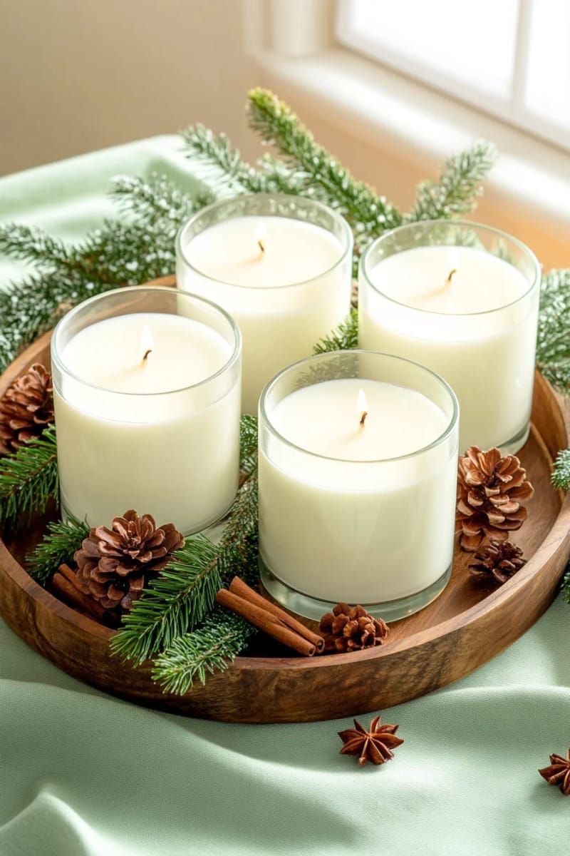 23. Frosted Jars With Pine Soy Candles - photo 3