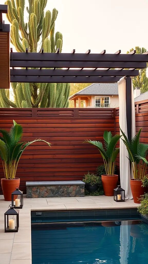 11. Poolside Privacy Fence for Secluded Swimming