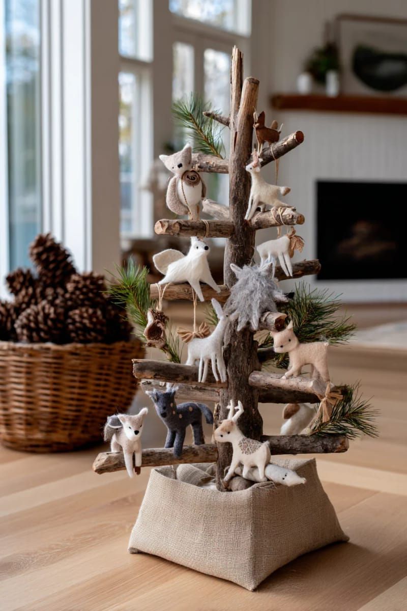 14. Rustic branch tree with woodland felt creatures - photo 3