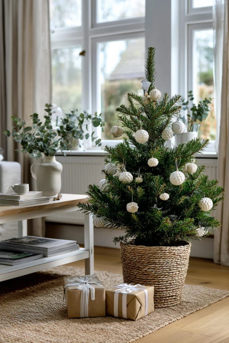 20. Minimalist Tree Decorated With White Globe Ornaments - photo 2