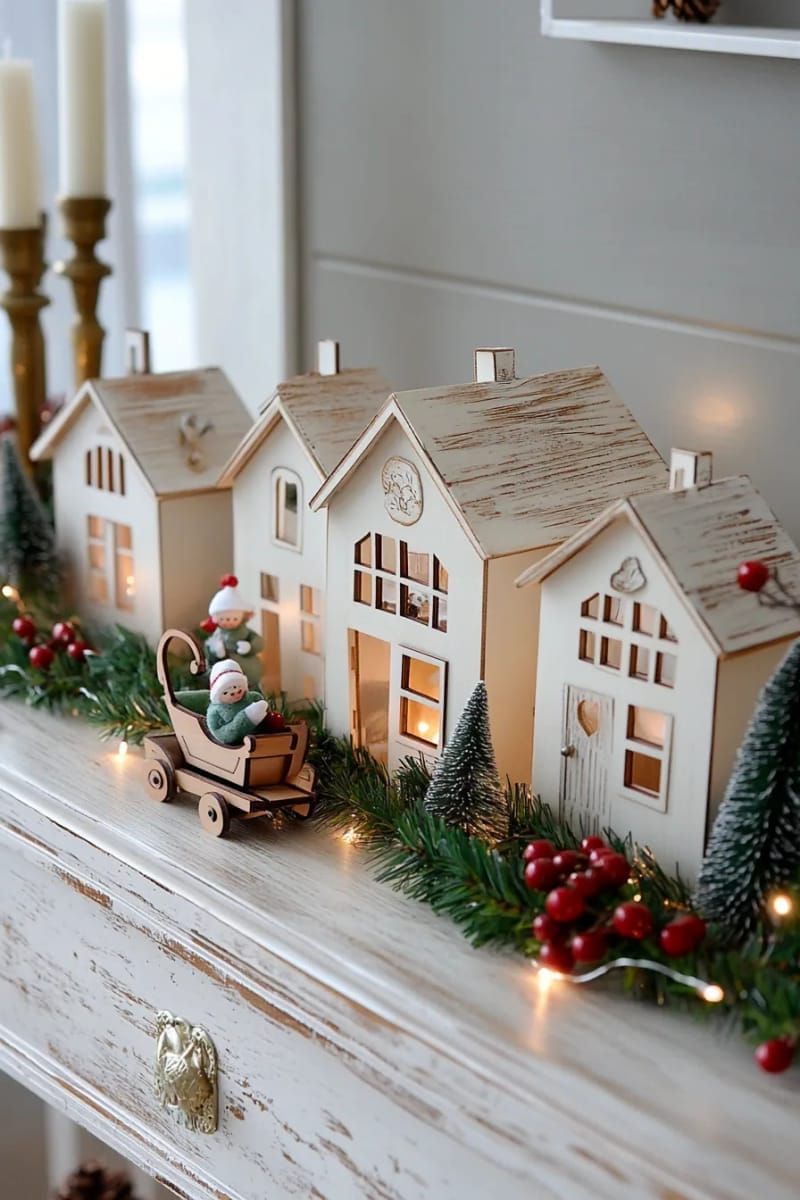 19. Vintage Christmas village displayed on a sideboard - photo 4