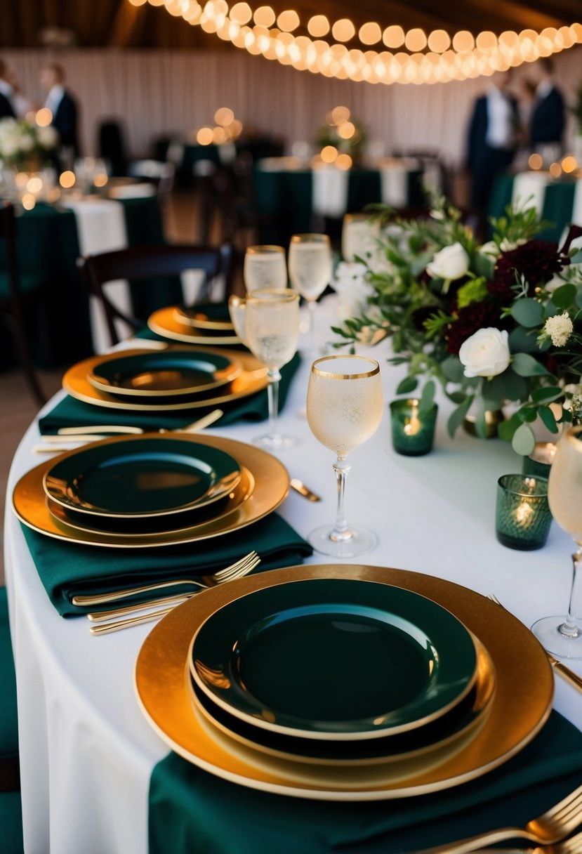 3) Dark Green Paired with Gold Accents