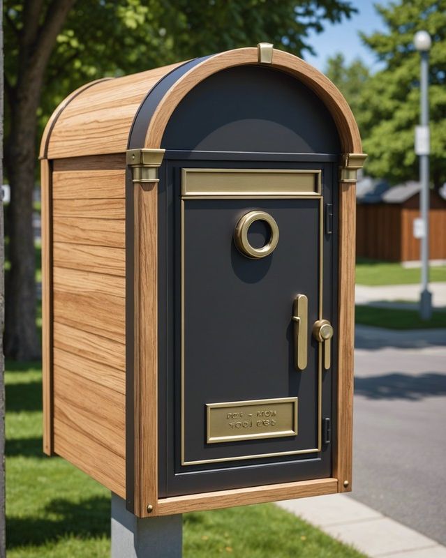 Wooden-Trimmed Metal Mailbox
