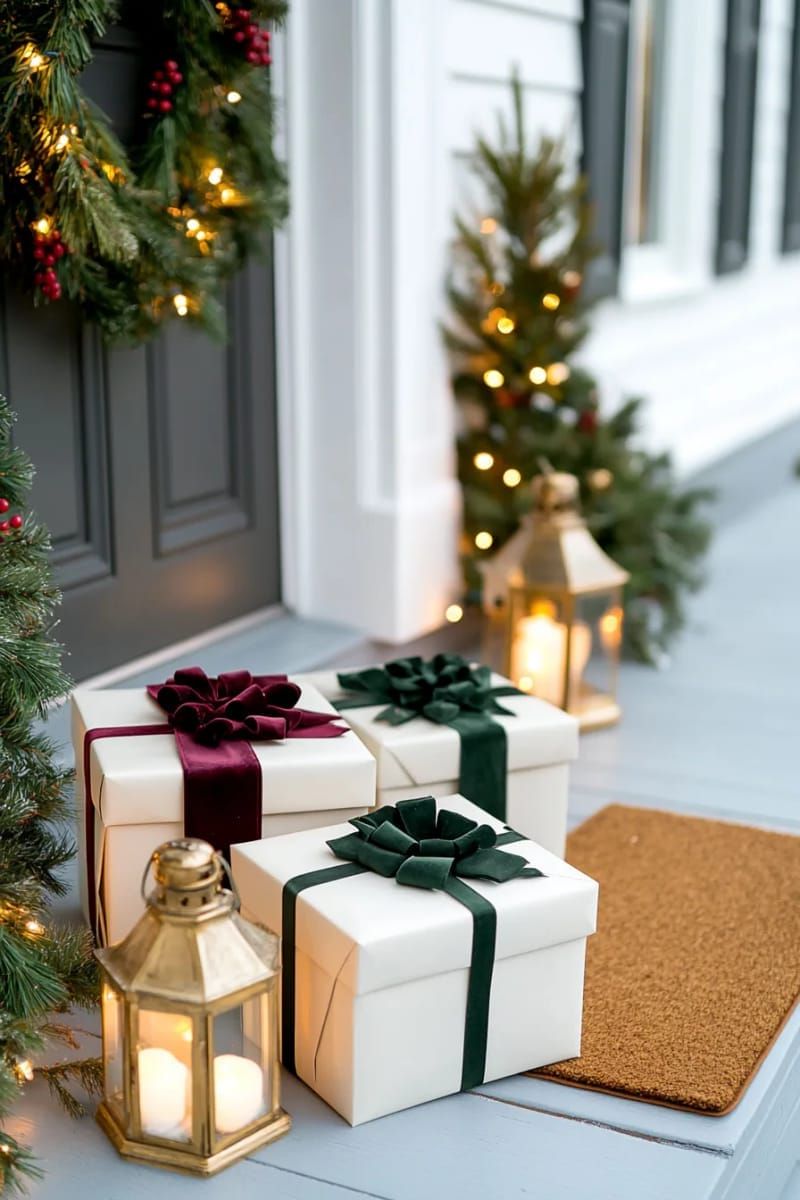 10. Velvet ribbon gift boxes by the entrance mat - photo 2