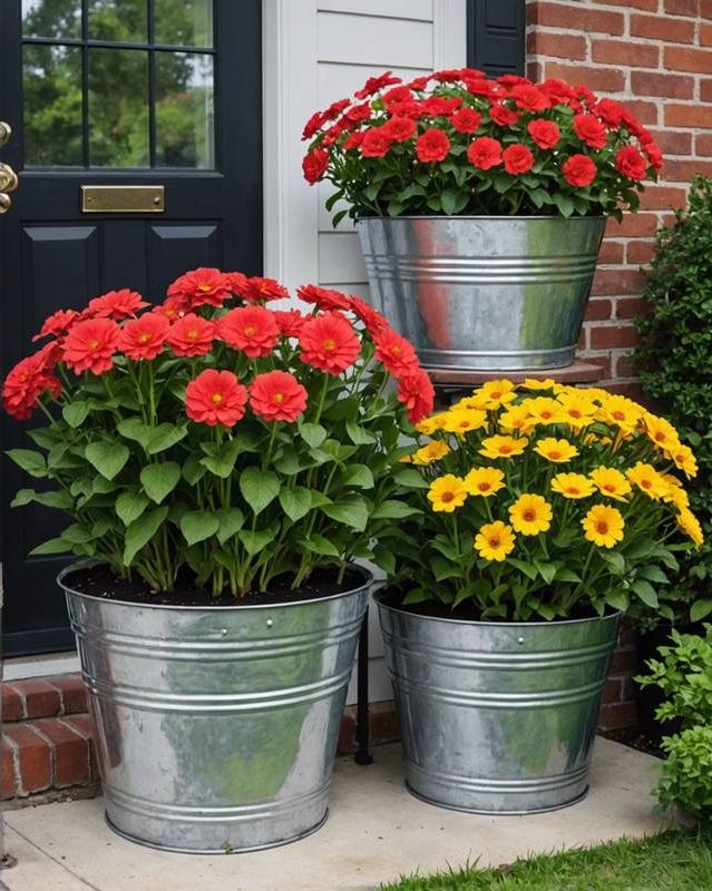 Large Galvanized Tub Planters