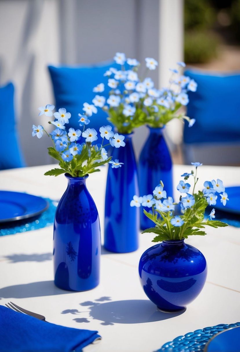 5) Delicate blue vases with forget-me-nots