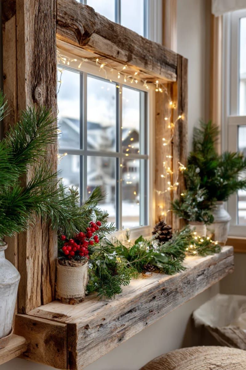 22. Window Frame Wrapped in Lights and Fresh Greenery - photo 2