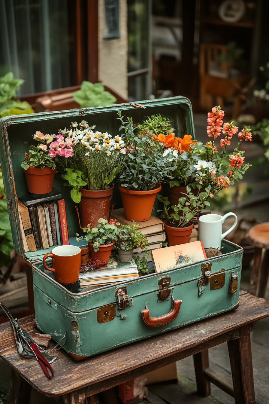 8. Turn a Vintage Suitcase into a Garden Planter