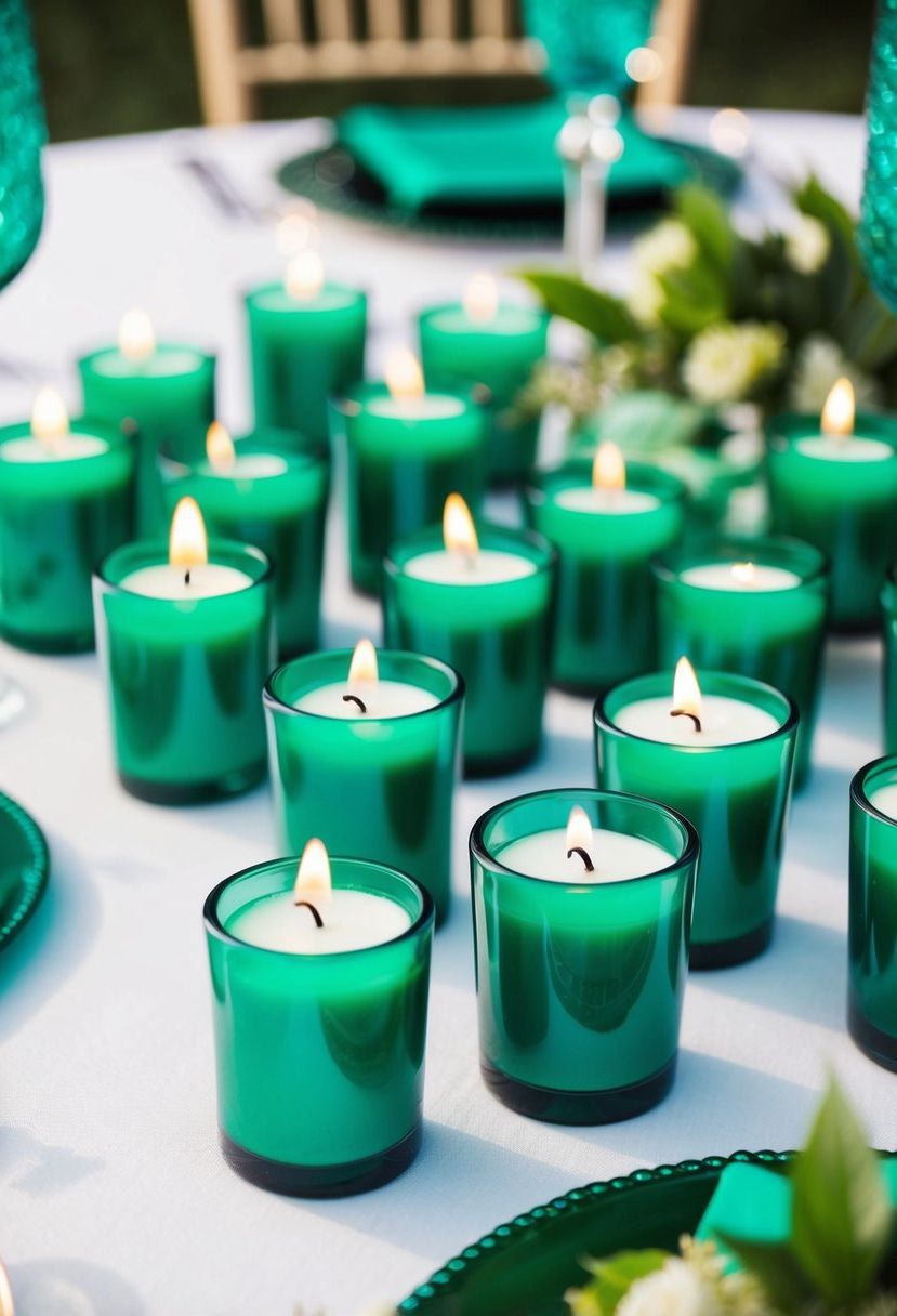 8) Emerald Green Candle Holders
