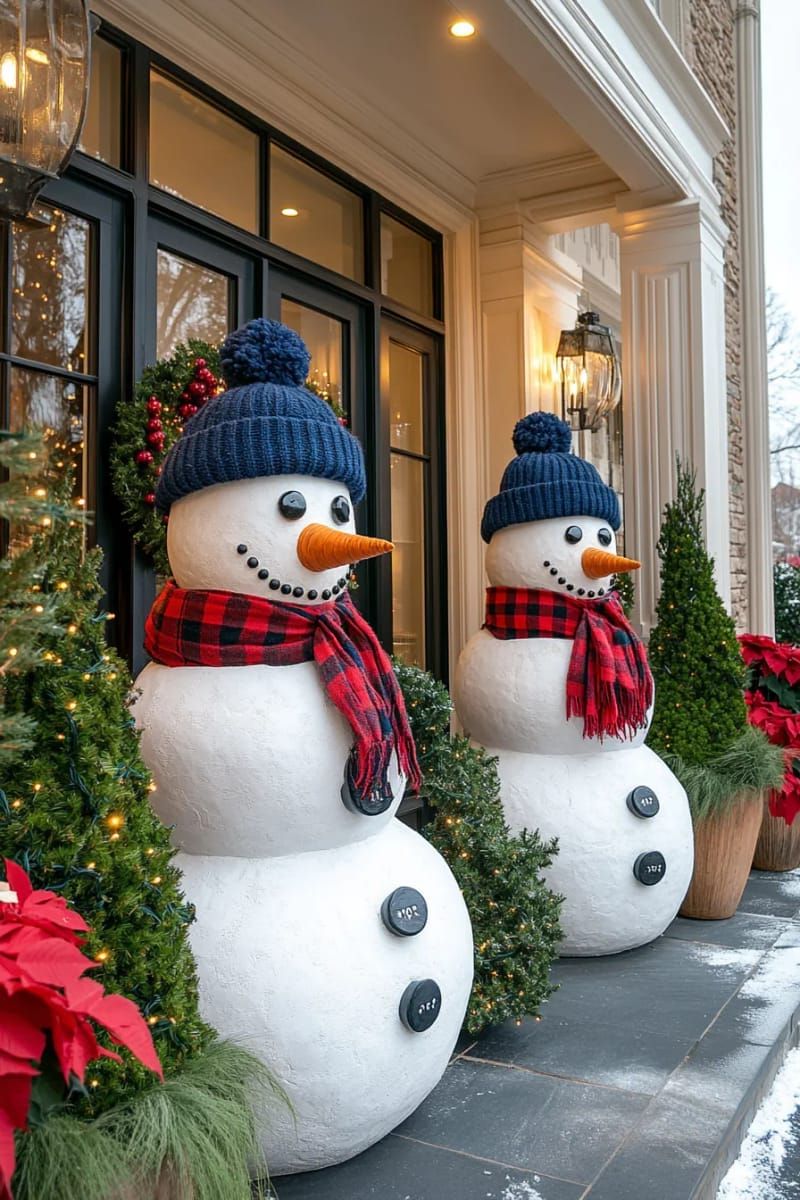 12. Snowman Topiaries Dressed in Scarves and Hats - photo 2