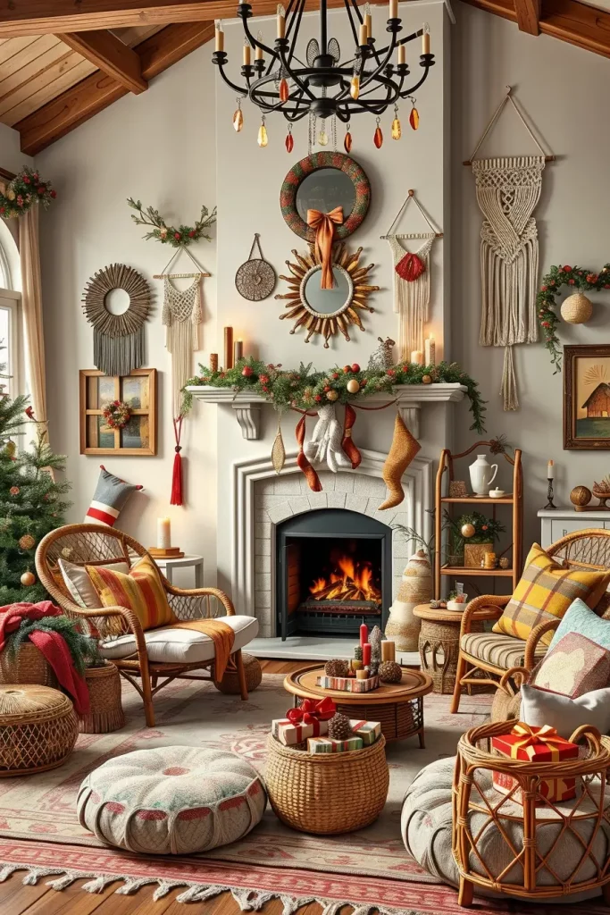 Bohemian Christmas Fireplace Styling Ideas - photo 2