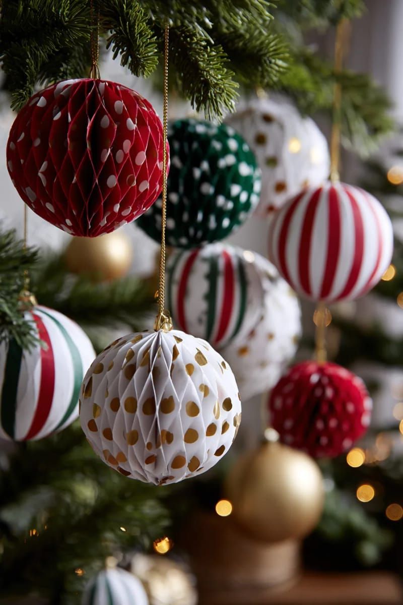 12. Striped and Polka Dot 3D Paper Baubles - photo 2