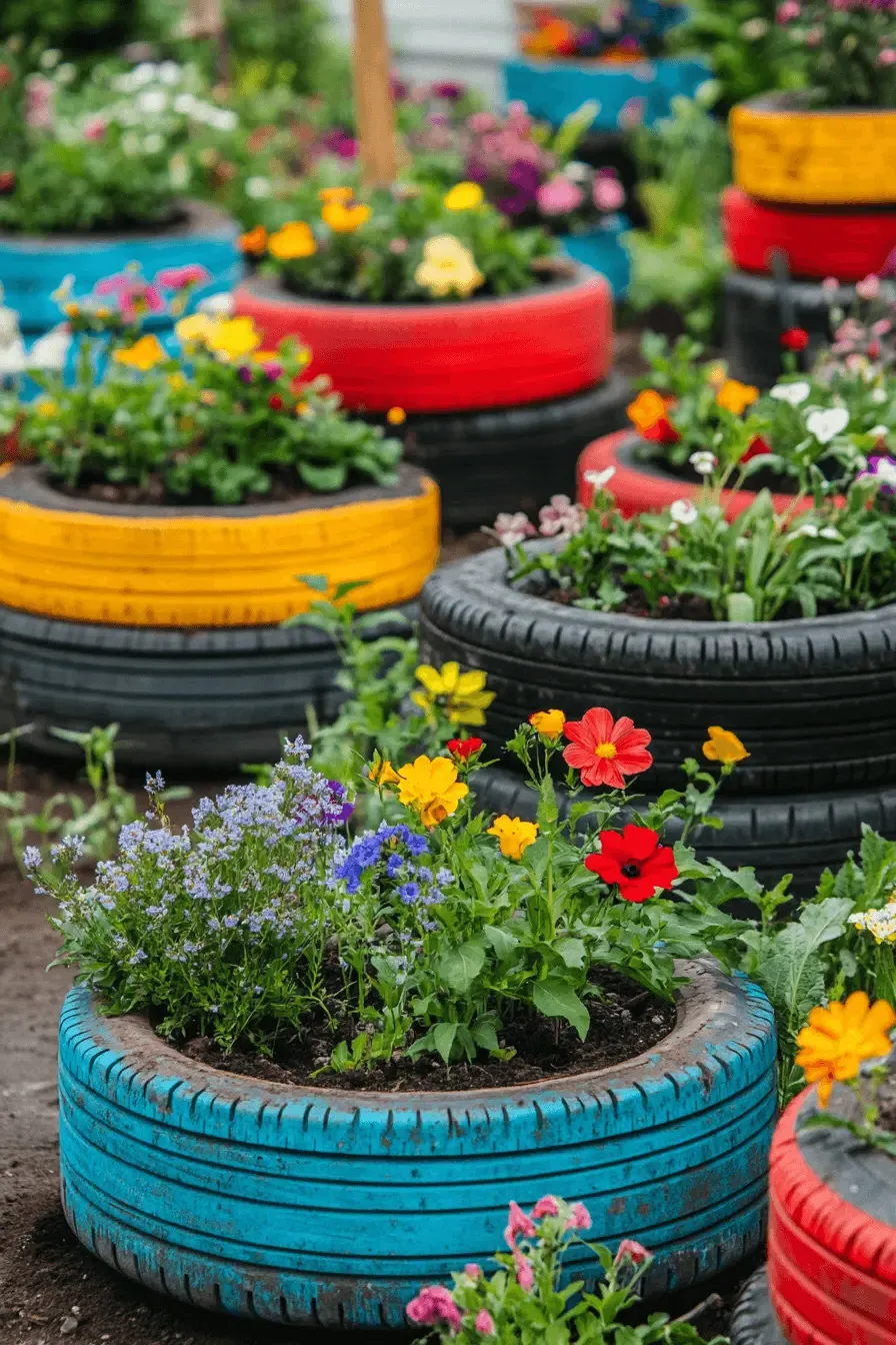Turning Old Tires into Planters - photo 2