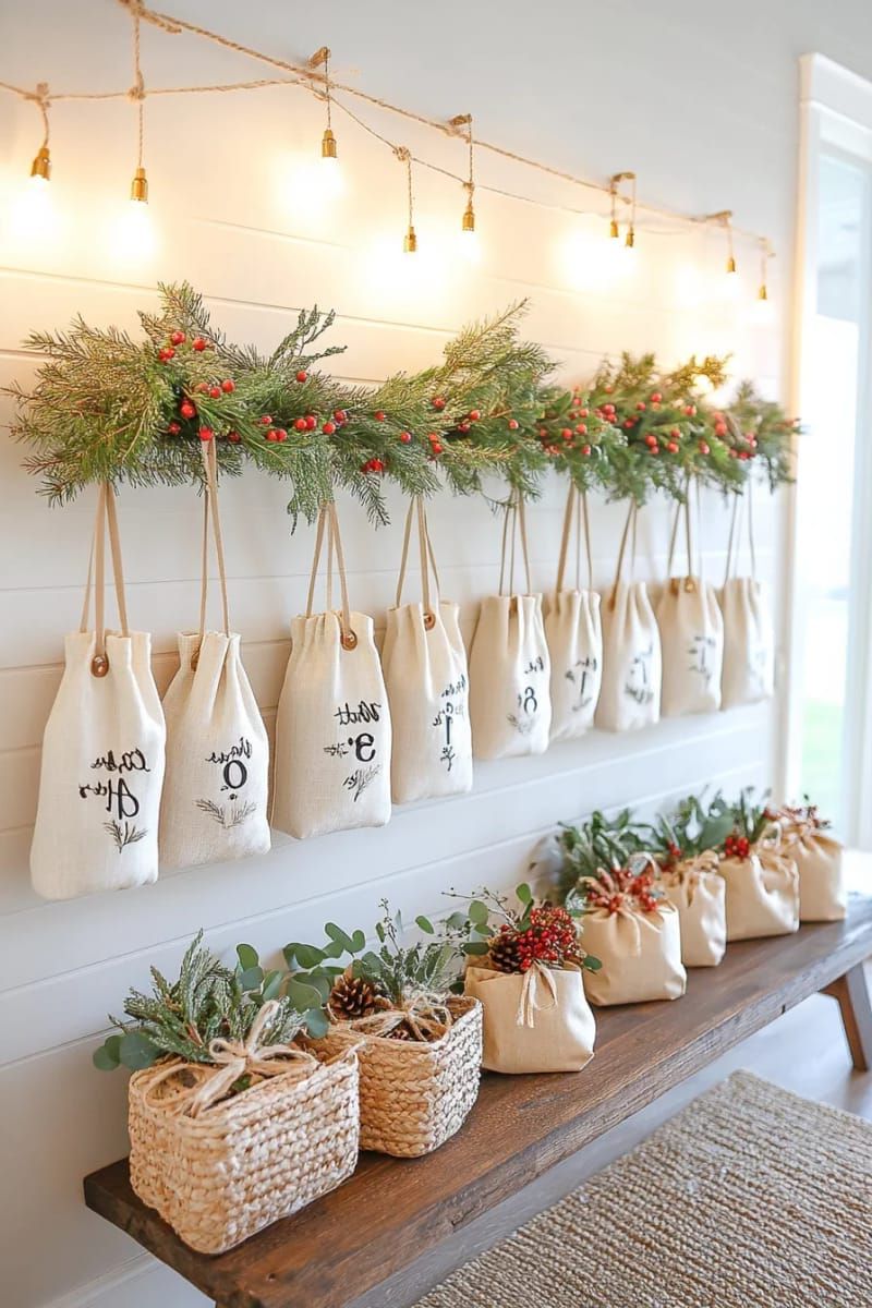 27. Wall advent calendar with fabric pouches