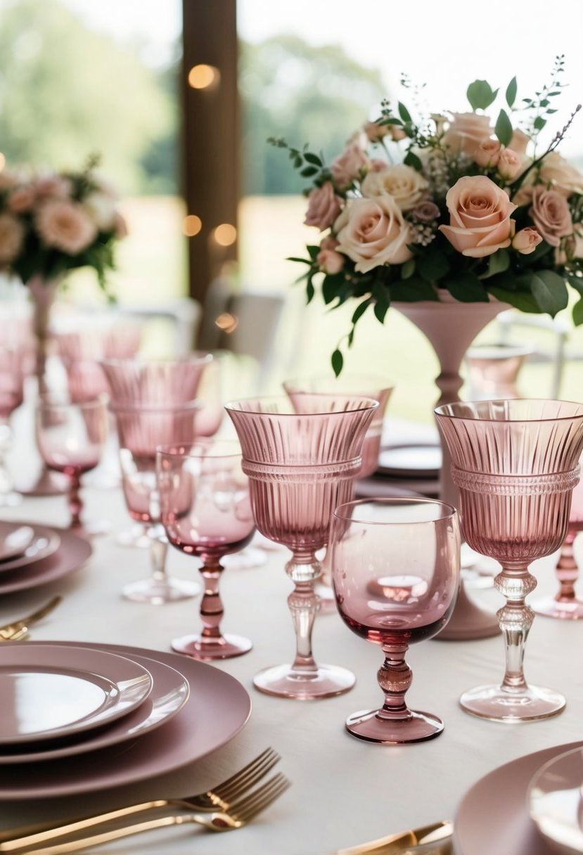 7) Pink Glassware Table Accents