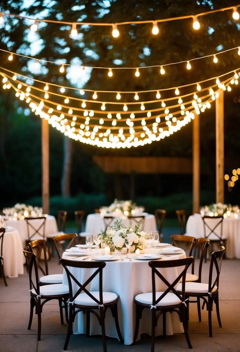 13) String Lights Hung Above the Tables