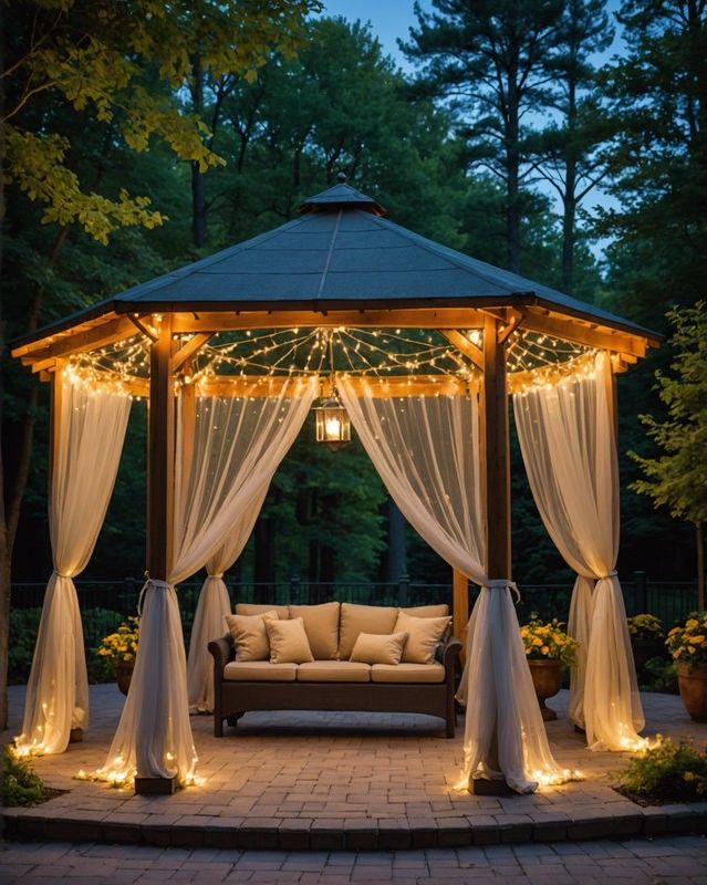 Gazebo Curtains and Lighting Ideas