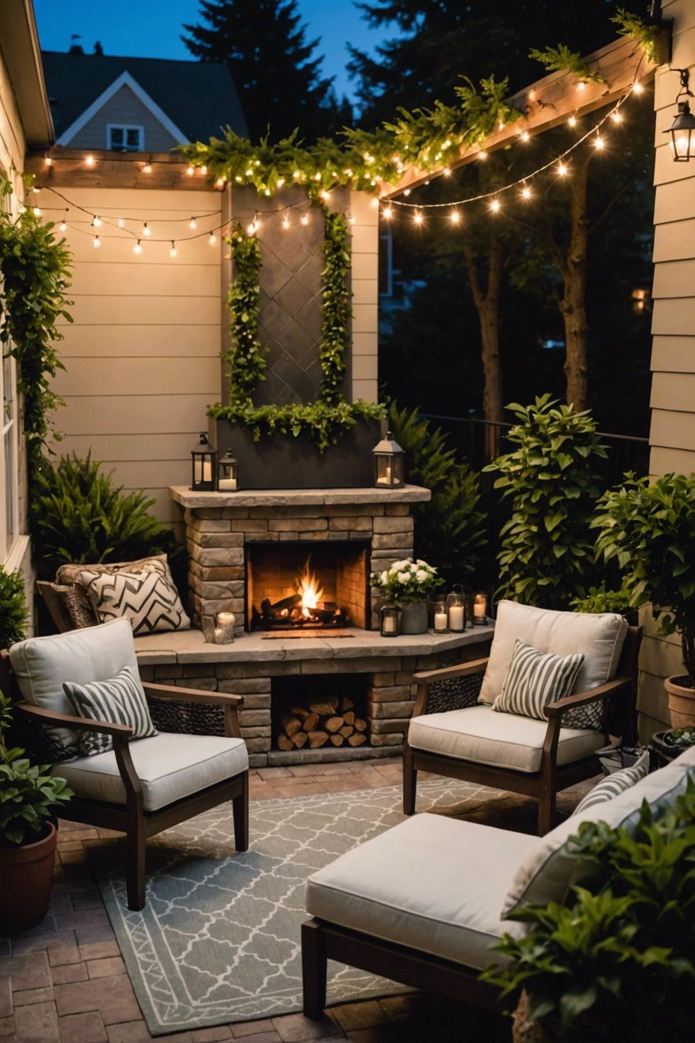 Corner Fireplace Ideas for Small Yards
