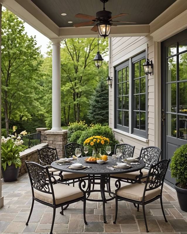 Dining Patio Featuring Table and Chairs