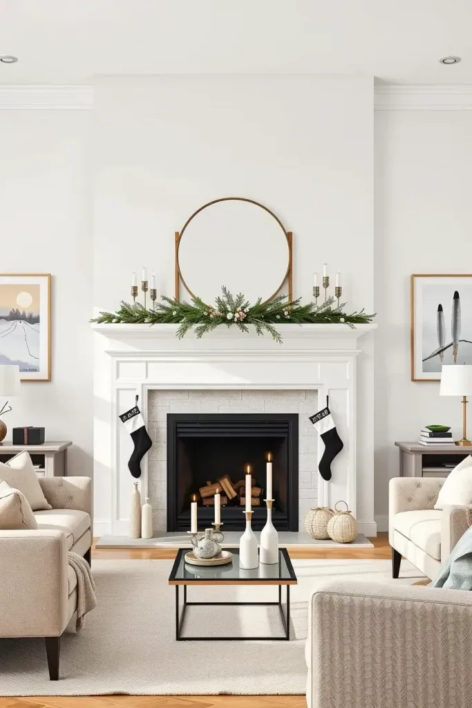 Minimalist Christmas Fireplace Design Ideas