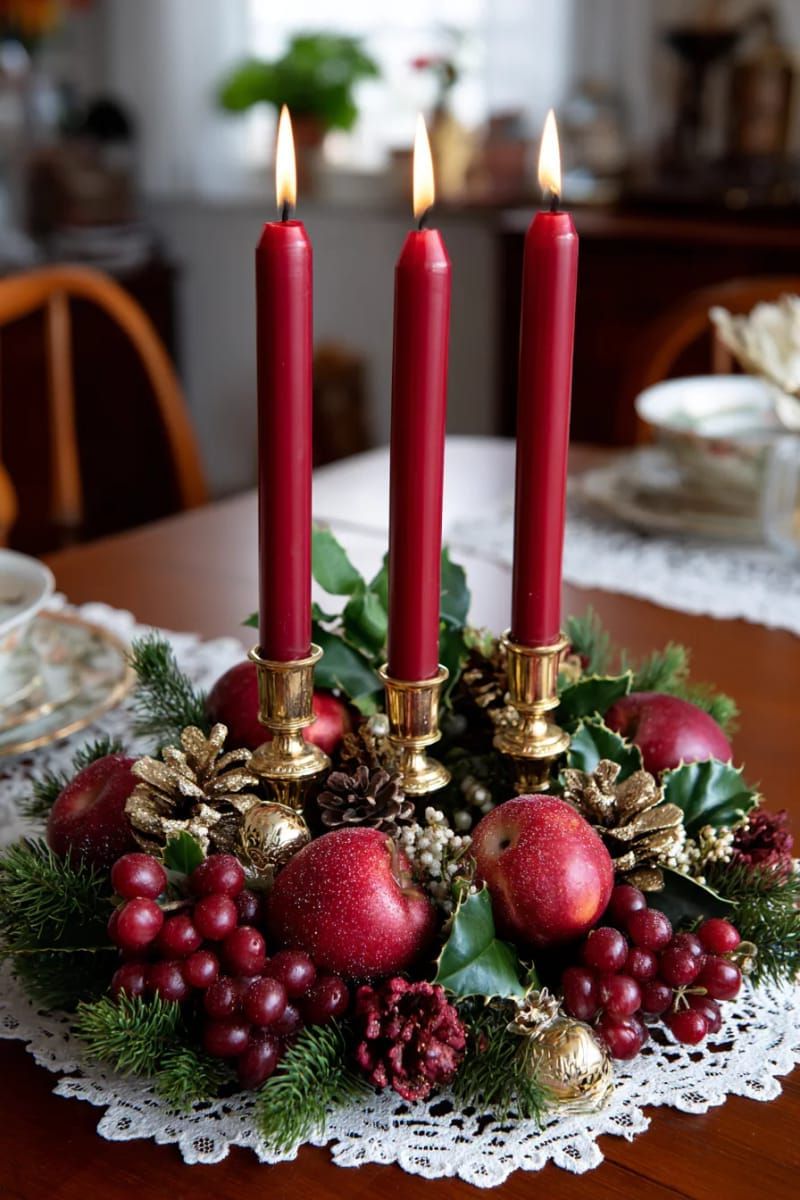 18. Retro Candle Display with Fruit and Foliage - photo 2