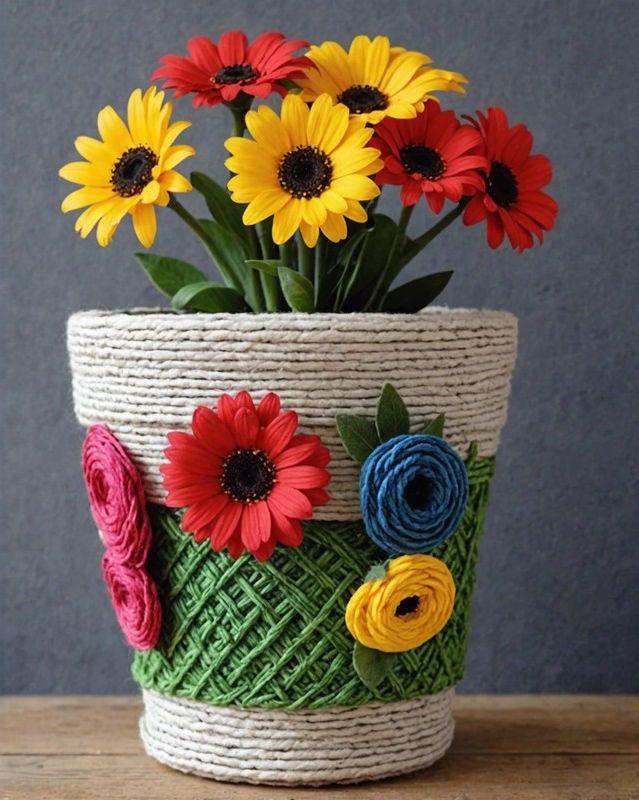 Yarn-Wrapped Pot Accents