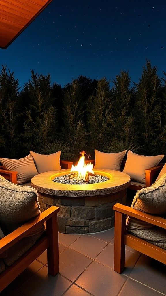 Cozy Fire Pit Nook With Pillows