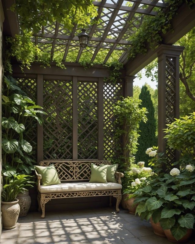 Lattice Roof With a Built-in Bench