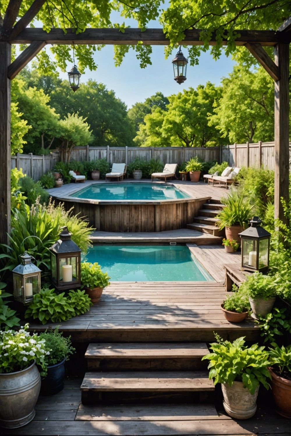 Rustic Wooden Deck with Vintage Accents for Country Charm