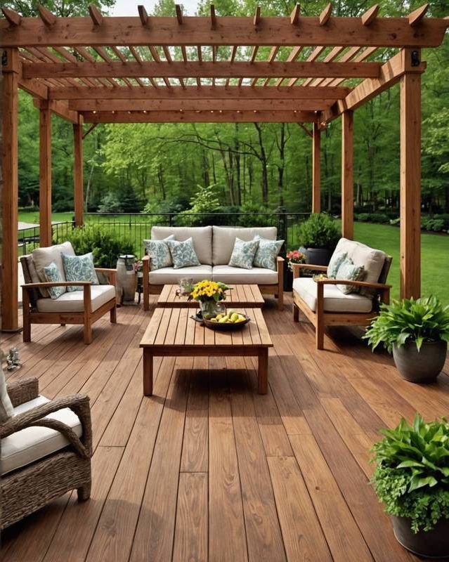Wooden Patio with Natural Rustic Warmth