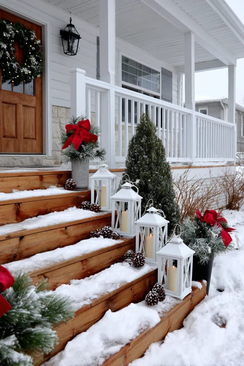 4. Candlelit Lanterns on Frosted Wooden Stairs - photo 3