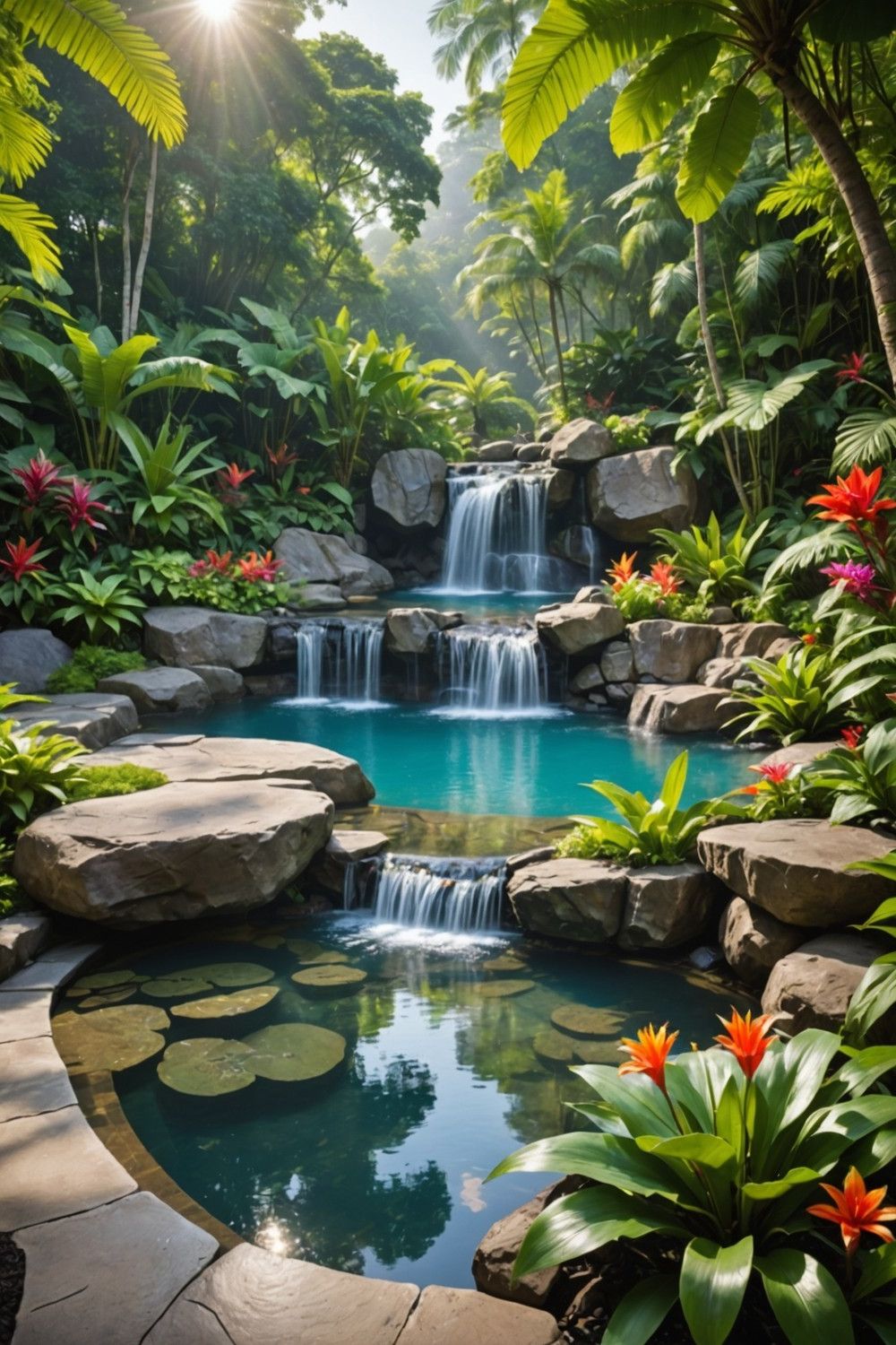 Natural Rock Waterfall for Pools