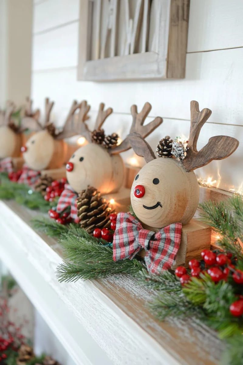 3. Wooden pallet reindeer with button noses