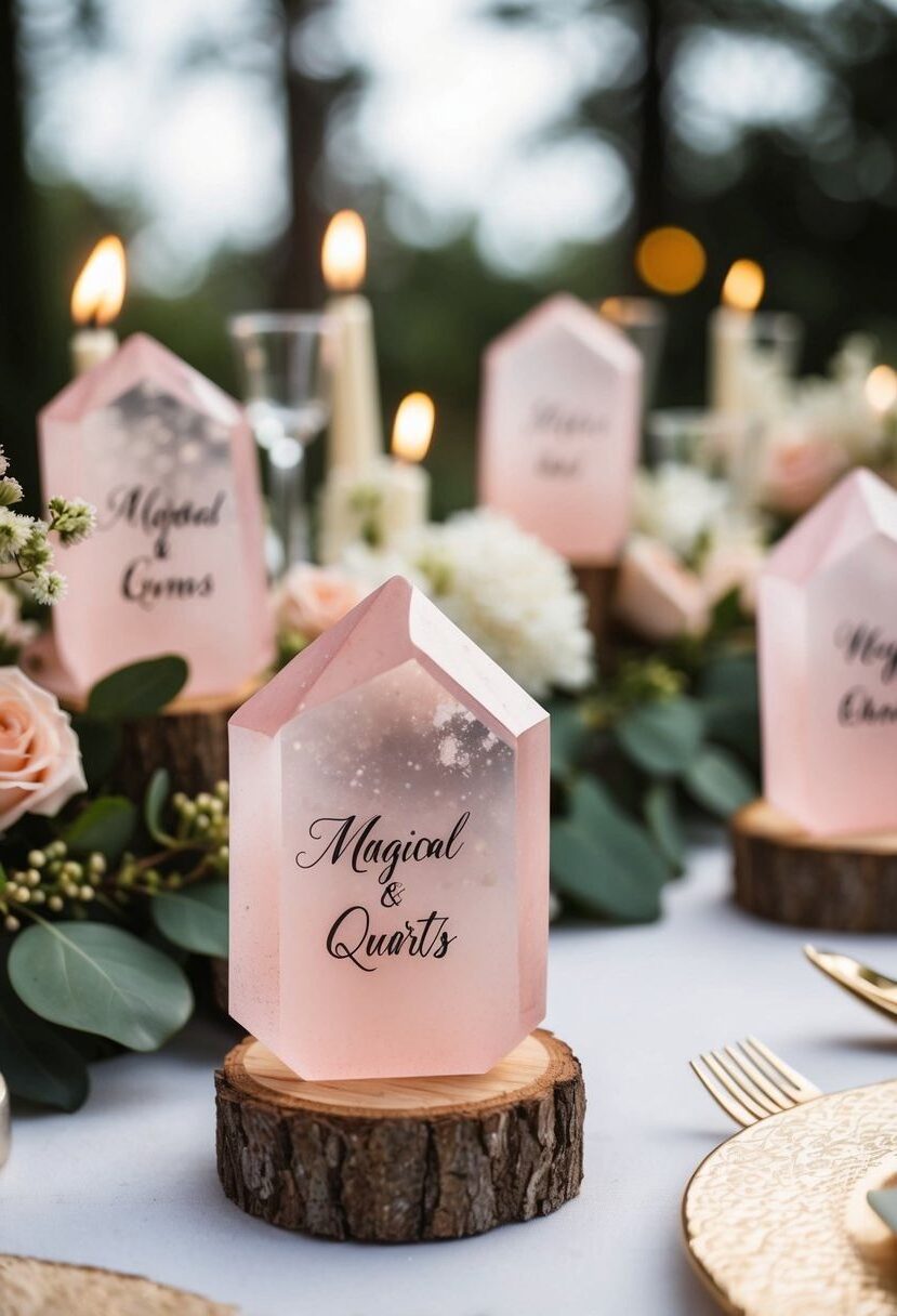 11) Pink Quartz Place Card Ideas