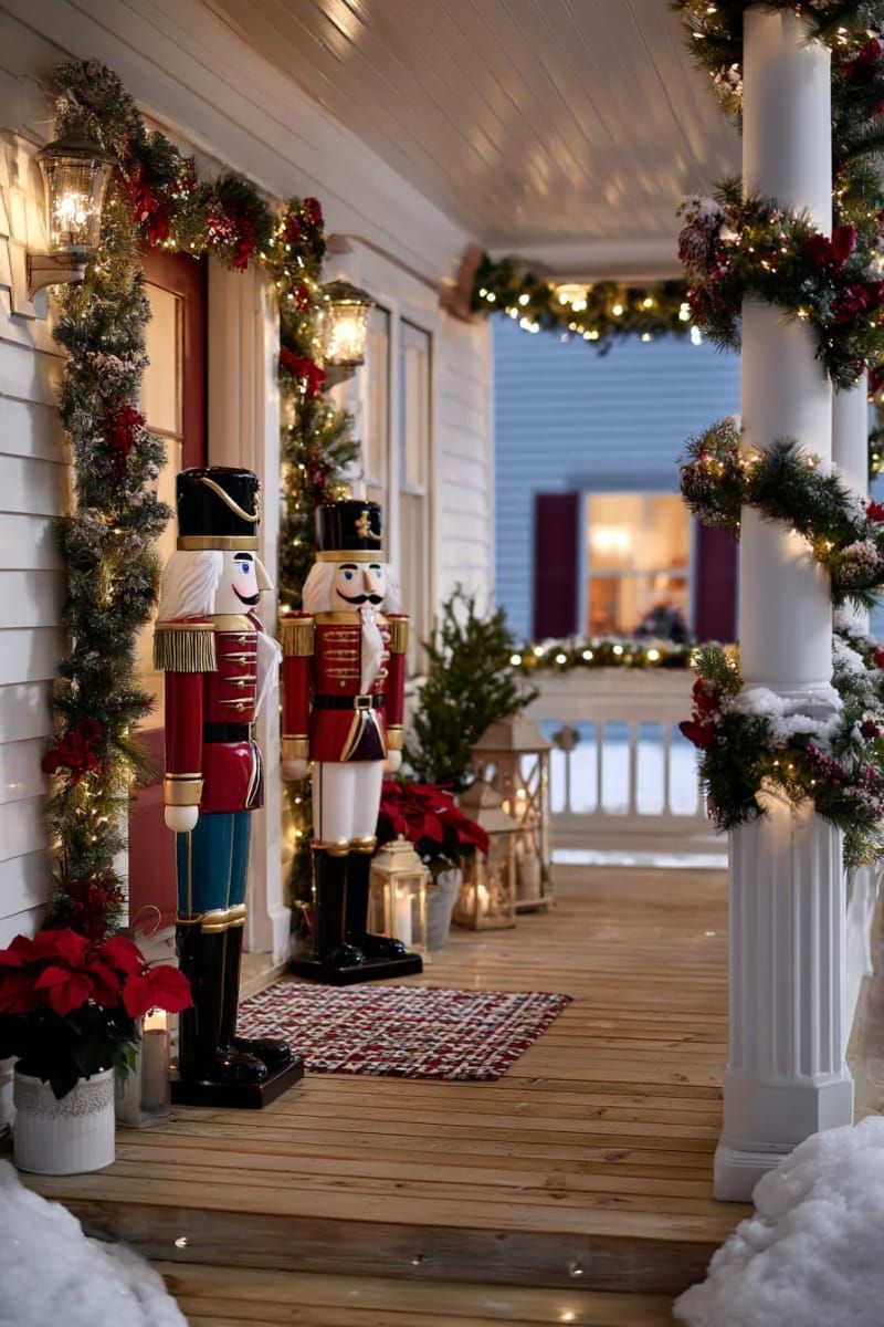 27. Traditional nutcracker sentinels at the entrance adorned with garland embellishments - photo 2