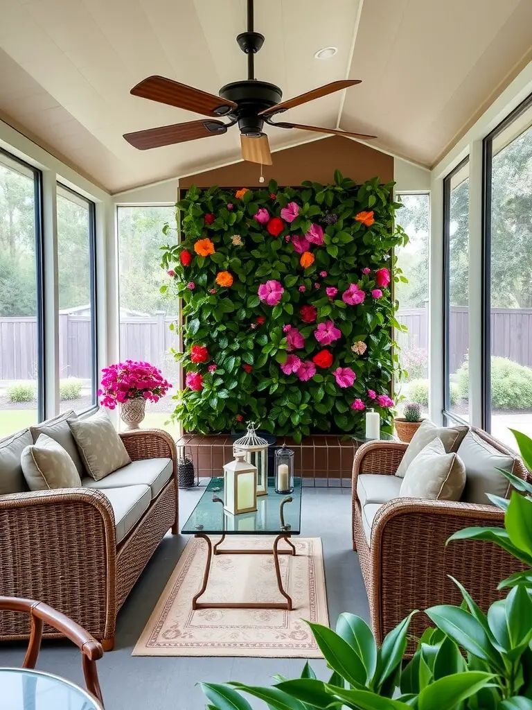 37. Screened-In Porch Featuring a Garden Wall