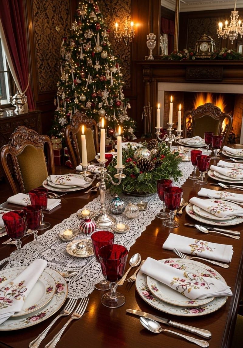 22. Victorian table settings with cranberry glassware - photo 2