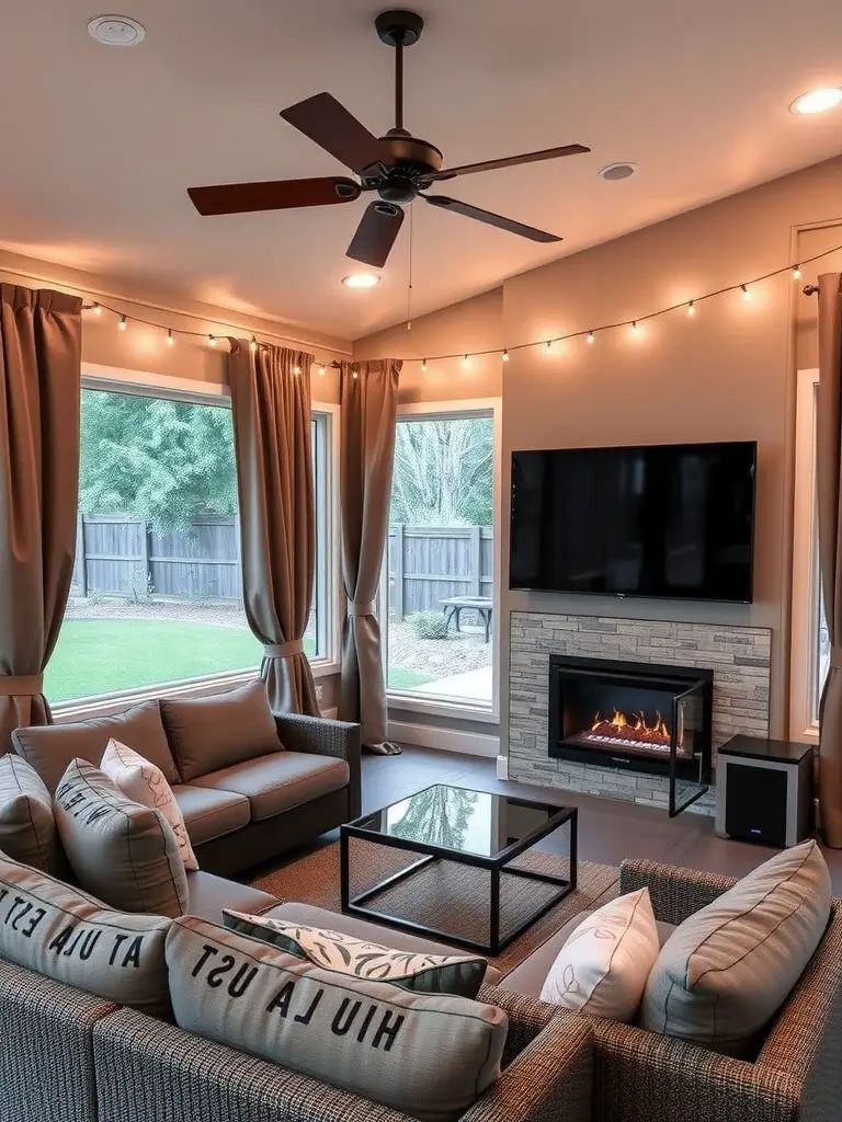 17. Screened-In Porch Built Around a TV Lounge