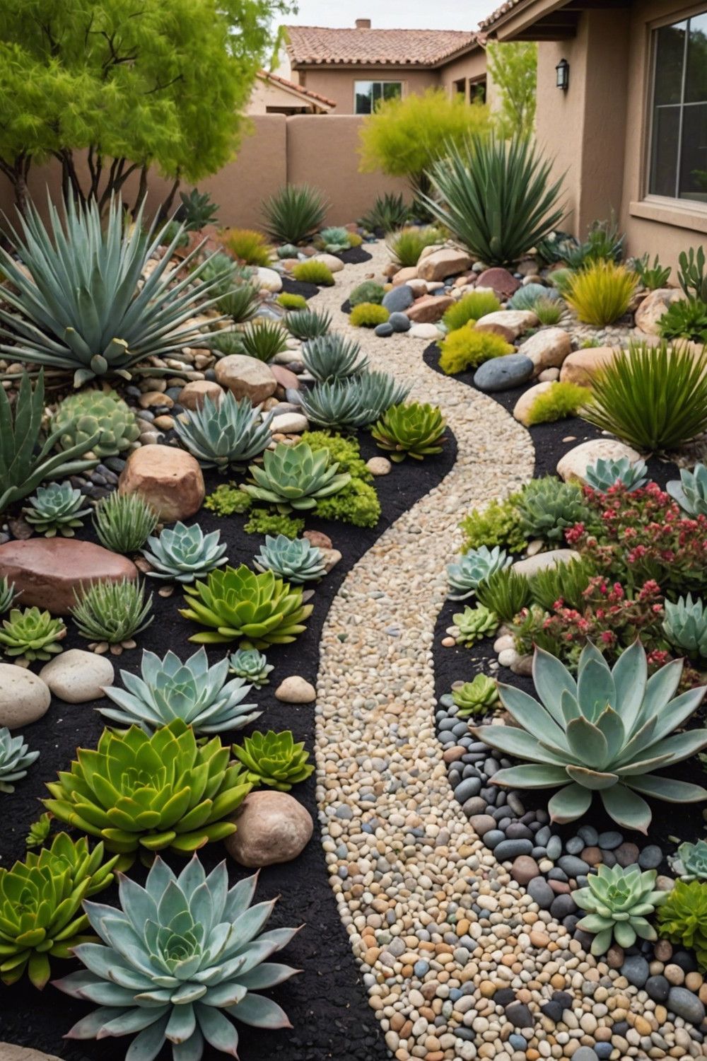 Accenting With Mulch and Pebbles
